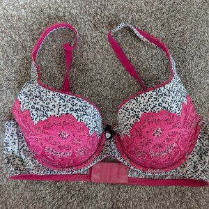 Victoria's Secret Tshirt Bra Leopard Print Pink Lining Size 34D